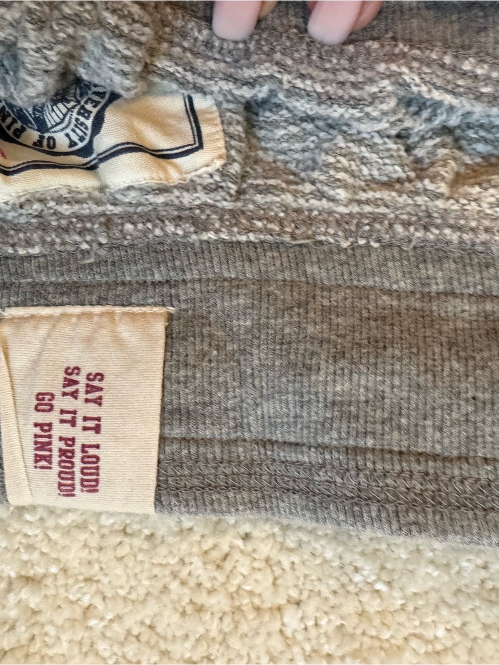 PINK Victoria's Secret Gray Sweatshirt with Pink Logo Tag - Picture 4 of 6